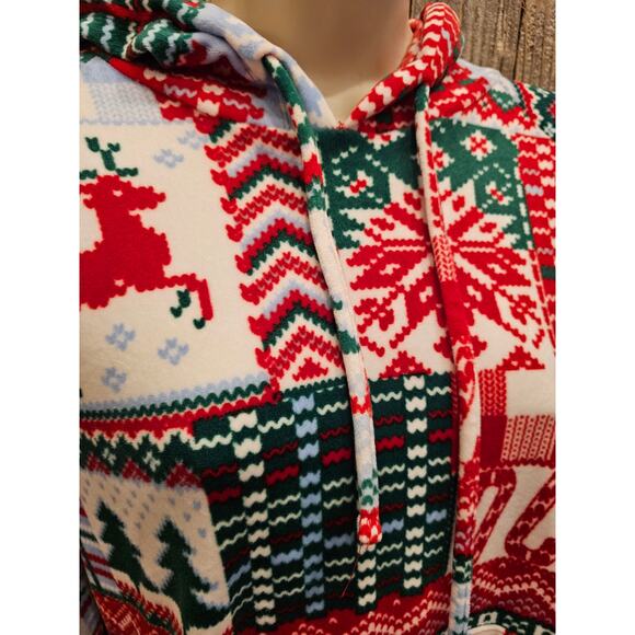 Christmas holiday velour SOFT hoodie size medium M juniors popover sweater EUC ^ - Picture 3 of 8